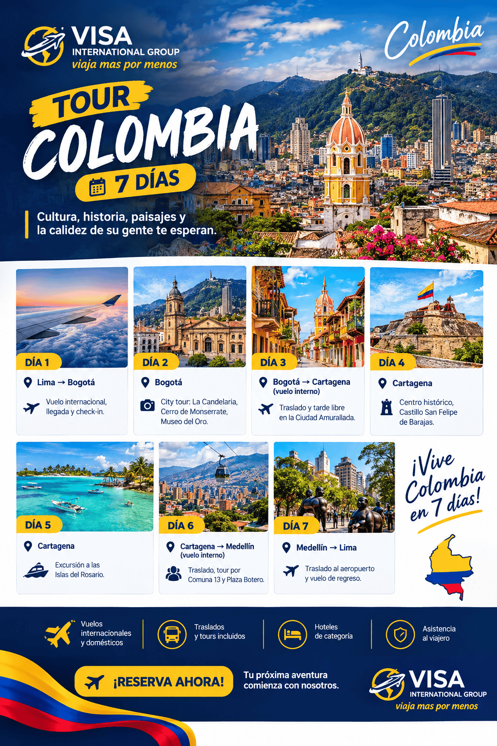 En este momento estás viendo Tour Colombia en 7 días: itinerario completo y costos referenciales | VISA INTERNATIONAL GROUP